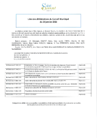 Liste des délibérations du Conseil Municipal du 26 janvier 2026